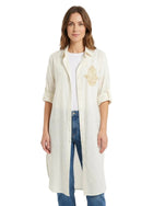 Bella White Linen Shirt Dress – Hamsa Embroidery