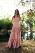 Model wearing the Hazar Azhari Polka Dot Tie Strap Maxi Dress.