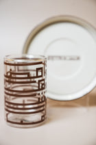 Ramadan Tea Set - bronze calligraphy detail, double-wall insulated cup and saucer by Doric Home