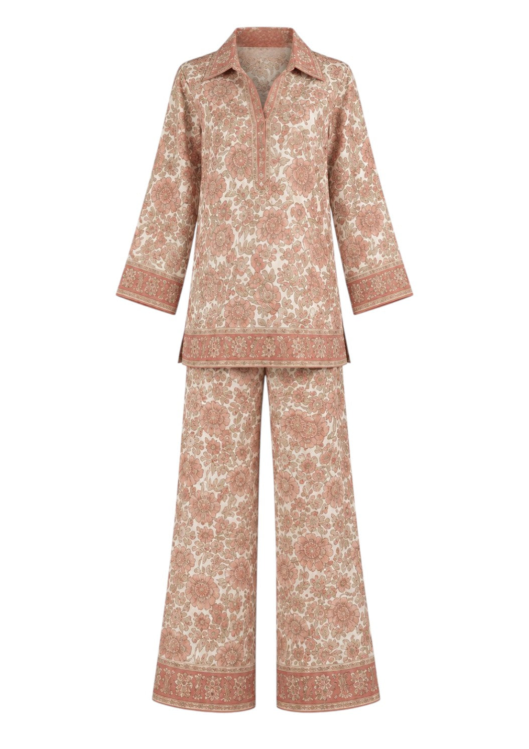 Soleia Silk Matching Set in Light peach