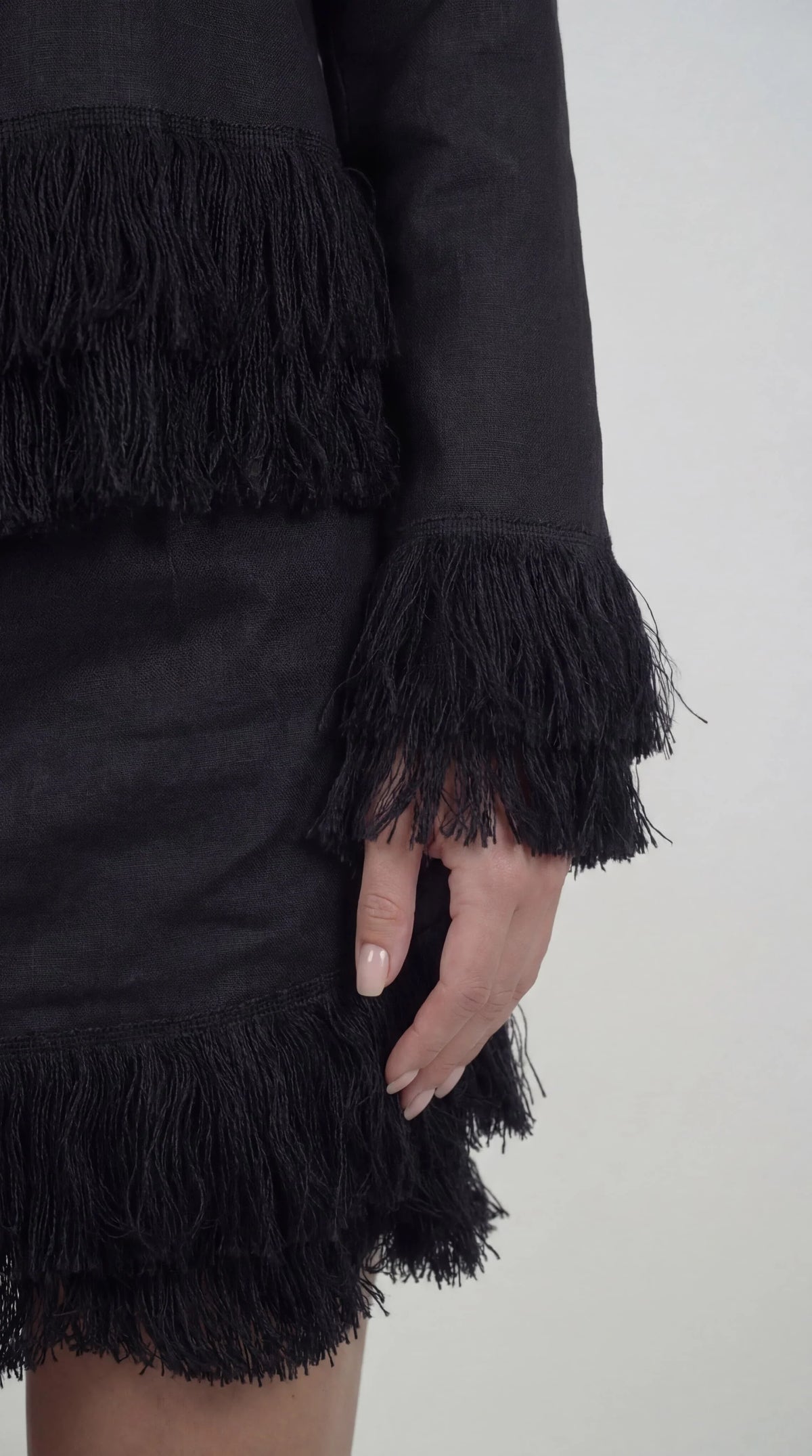 Whip Black Linen Top
